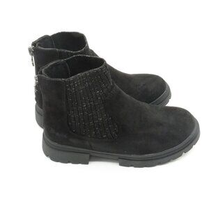 Blowfish Malibu Girls Black Ankle Boots Sparkly Ribbed Sides Star Zipper Pulls 3